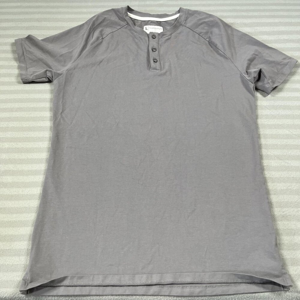 Tailored Athlete Shirt Mens Large Gray Everyday Henley Short Sleeve Stretch
